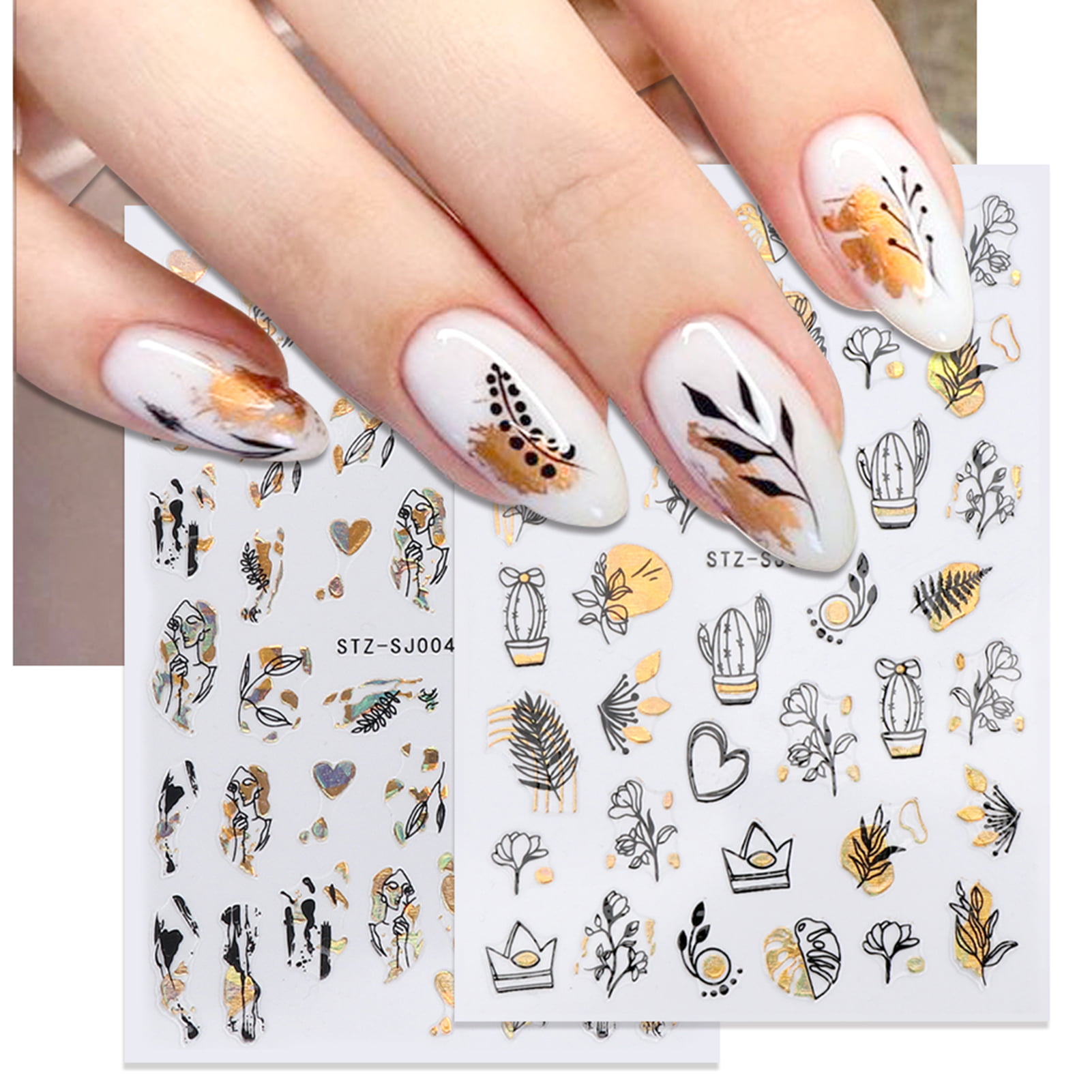 Yirtree Flower Nail Stickers,Black Rose Nail Art Stickers Decals 3D  Self-Adhesive Nail Art Supplies 9 Sheets Flower Nail Art Decorations for  Acrylic Nails Manicure Tips 