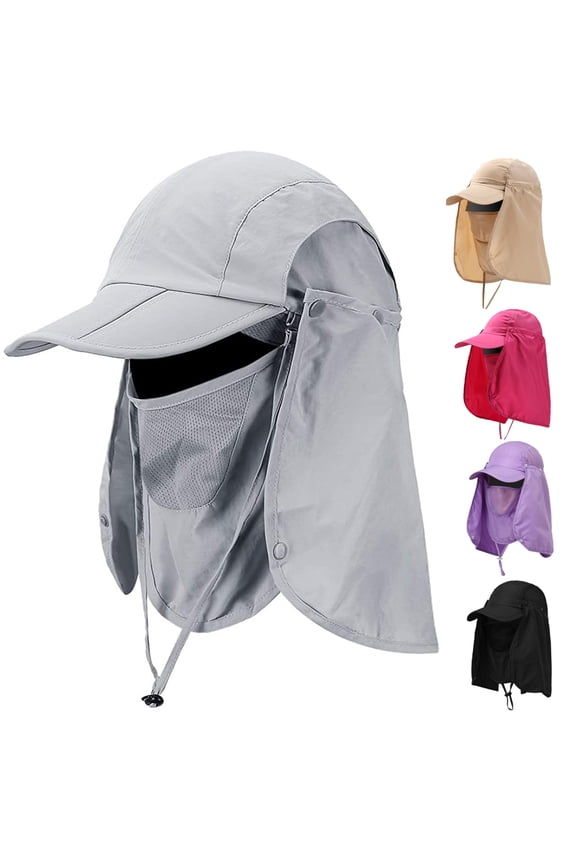 Foldable Sun Cap, Fishing Hats, UPF 50+ Protection Caps with Face Mask Neck Flap