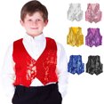 thumbnail image 1 of Yirtree Girls' Boys' Glittery Sequined Vest Jacket Hip-Hop Street Dance Wear Stage Performance Waistcoat Sleeveless Sequin Vest for Party, 1 of 8