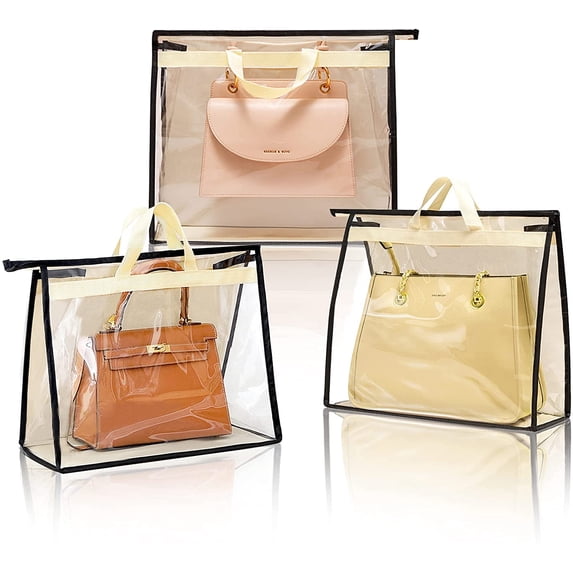 Yirtree Handbag Storage, Handbag Organizer Dust Cover Bag Transparent Anti-dust Purse Storage Bag for Hanging Closet with Zipper and Handle Space-Saving Storage Bag