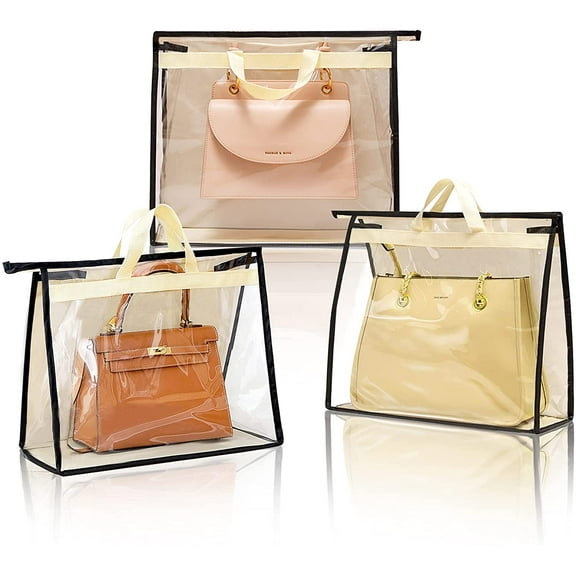 Yirtree Handbag Storage, Handbag Organizer Dust Cover Bag Transparent Anti-dust Purse Storage Bag for Hanging Closet with Zipper and Handle Space-Saving Storage Bag