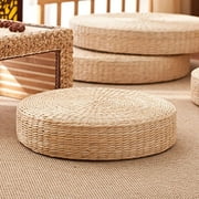 Yirtree Handmade Round Straw Weave Japanese FutonPillow Floor Yoga Zen Chair Seat Mat Cushion Pad (Thickened 40cm x 40cm x 6cm)