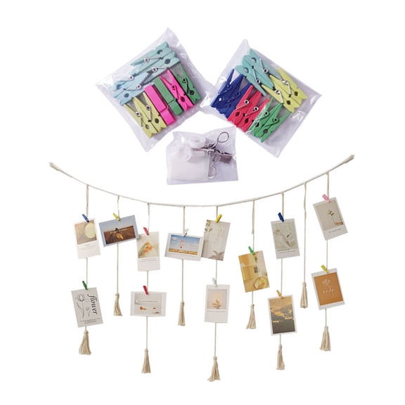 Yirtree Hanging Instant Photo Display Decorative Wall Hanging String with Clips, Stick and Hang Photo Wall Decor, Wall Hanging Pictures Display for Home, Dormitory and Cafe Decoration