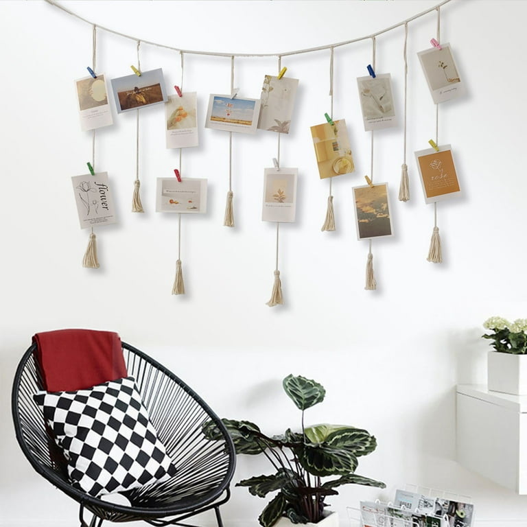 Yirtree Hanging Instant Photo Display Decorative Wall Hanging String with  Clips, Stick and Hang Photo Wall Decor, Wall Hanging Pictures Display for