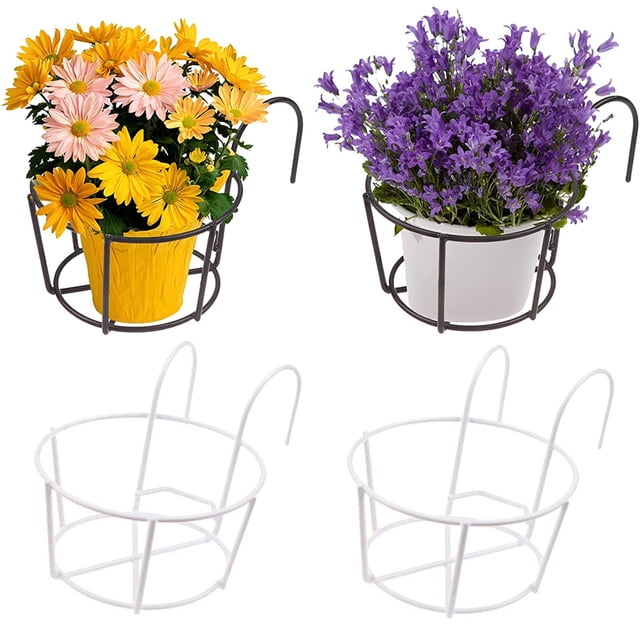 Yirtree Hanging Railing Planters Flower Pot Holders Iron Racks Fence ...