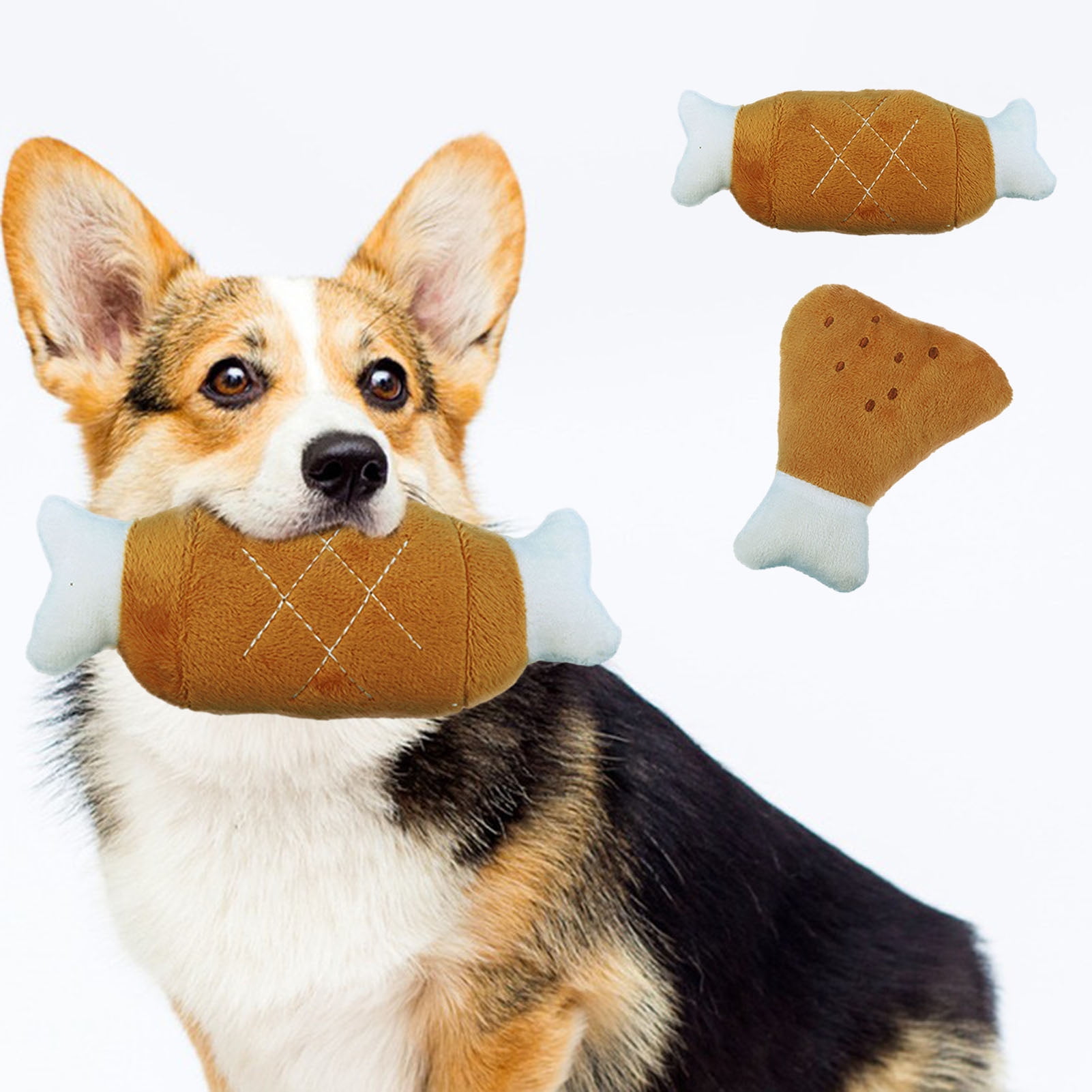 Yirtree Interactive Plush Dog Toy Chicken Leg Design Builtin Sound