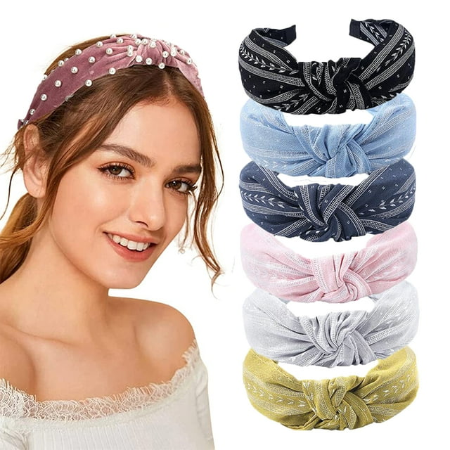 Yirtree Knotted Headbands For Women Girls Wide Plain Turban Headband