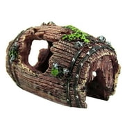Yirtree Log Resin Hollow Tree Trunk Ornament, Fish Tank Aquatics Decoration Wood House Aquarium Hideout Caves Decorations for Betta, Turtles, Small Lizards, Reptiles
