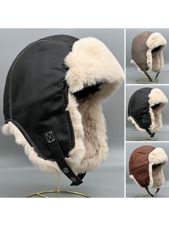 Men Trapper Hat Bomber Hats Winter Trooper Ear Flaps Hats Aviator Snow Windproof Thermal Faux Fur Warm Hunting Skiing Cycling Cold Weather Hats