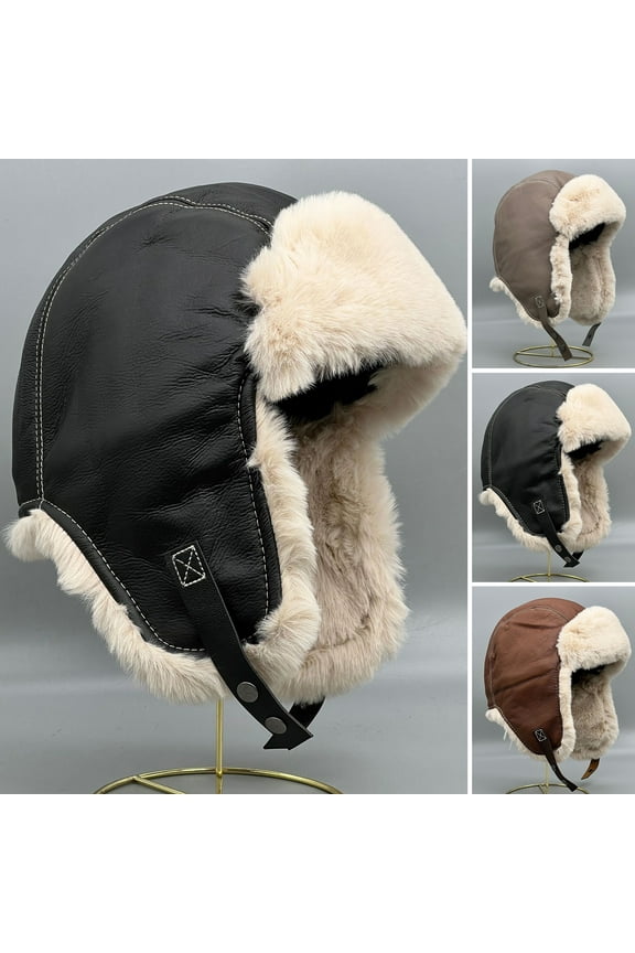 Men Trapper Hat Bomber Hats Winter Trooper Ear Flaps Hats Aviator Snow Windproof Thermal Faux Fur Warm Hunting Skiing Cycling Cold Weather Hats