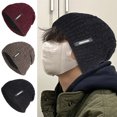 thumbnail image 1 of Yirtree Mens Daily Beanie Hat with Earflaps Warm Winter Hats Knit Skull Cap Color Cold Resistant Woolen Yarn Autumn Winter Men Beanie Cap for Outdoor, 1 of 8