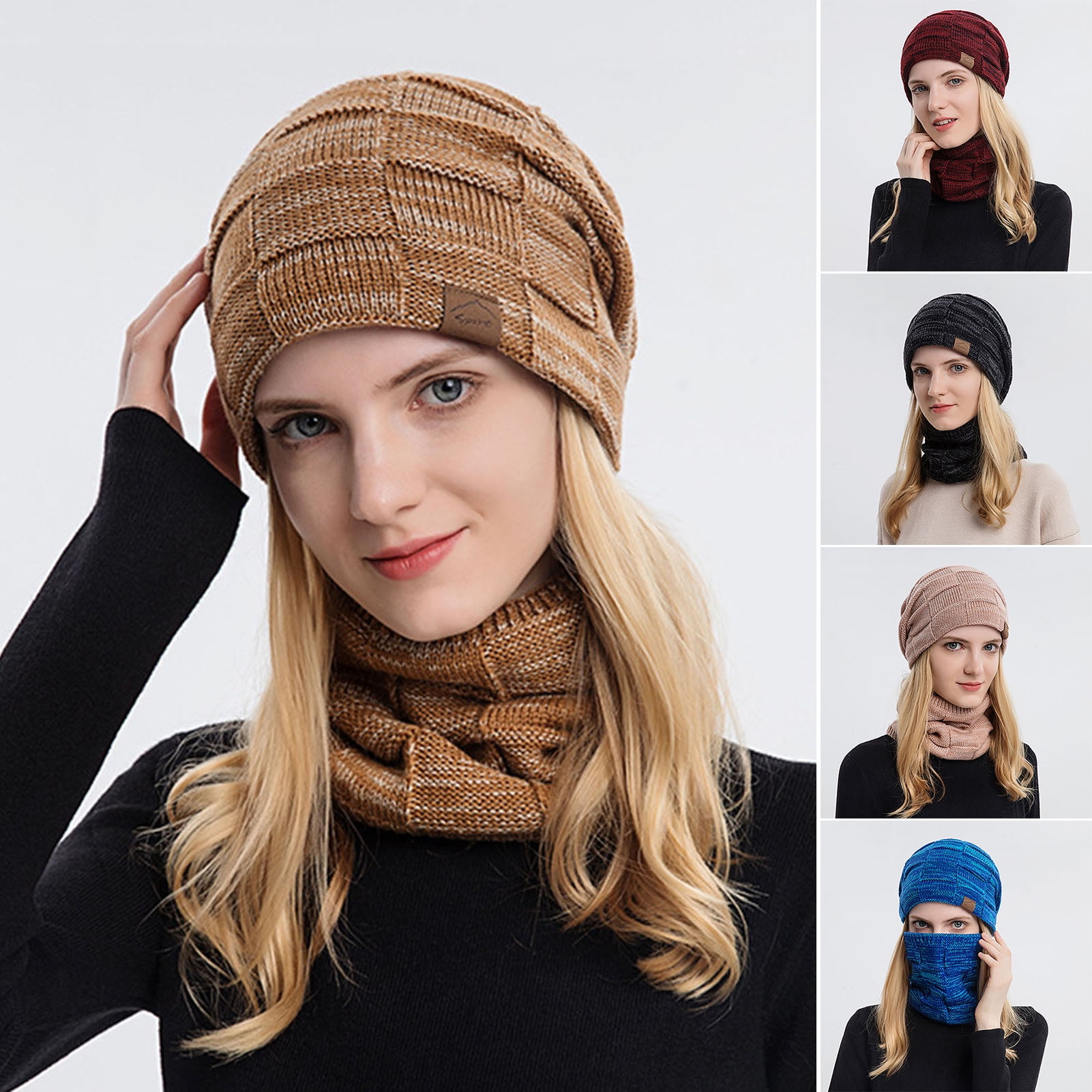 Yirtree Mens Women Winter Beanie Hats Scarf Set Warm Knit Hats Skull