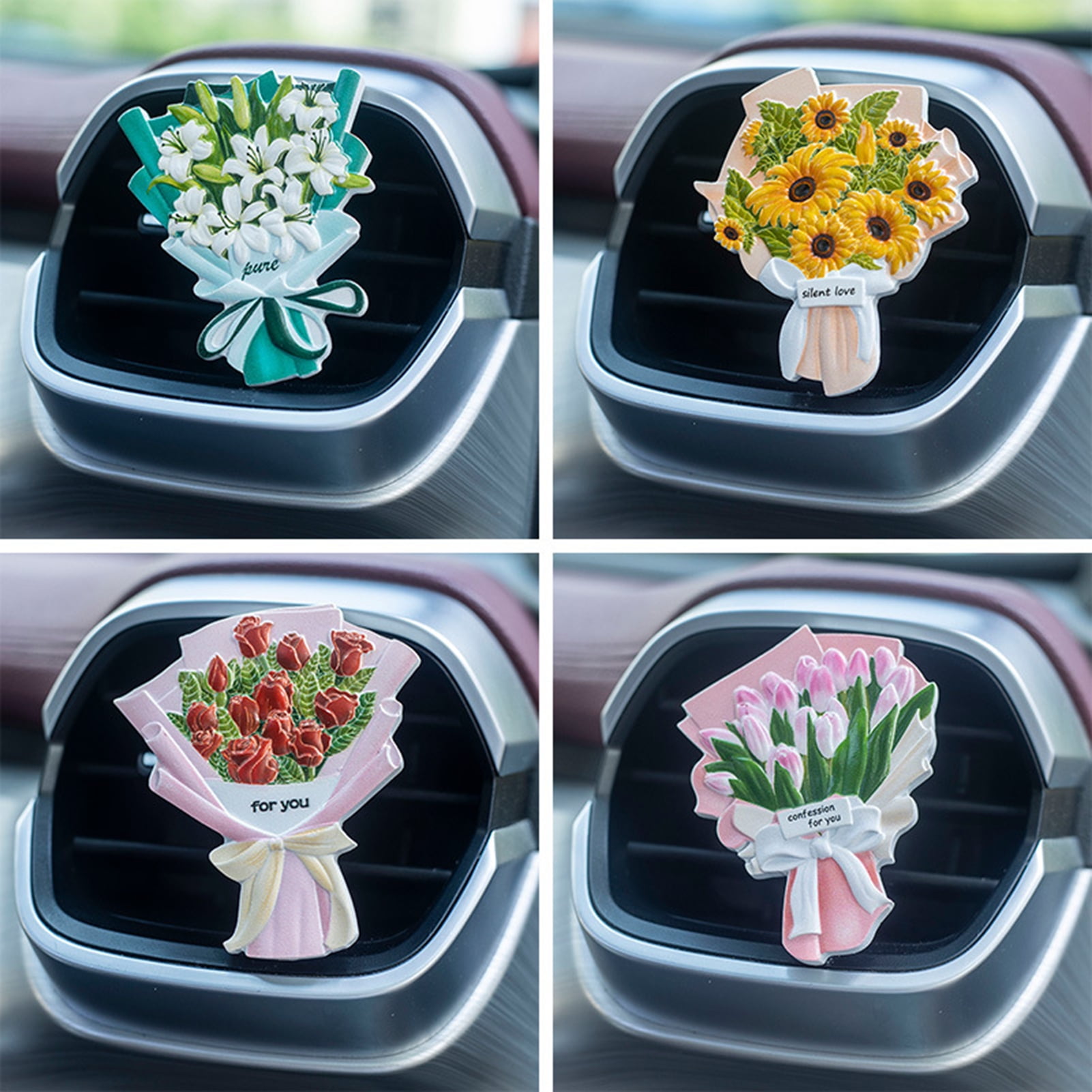 Créativité Fleurs séchées Bouquet Voiture Parfum Air Vent Clip Mini Bouquet  Fleur Éternelle Accessoires de voiture Intérieur Femme Ornement