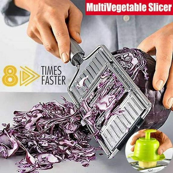 Yirtree Multi-Purpose Vegetable Slicer Set,Stainless Steel Cheese Grater & Vegetable Chopper with 4 adjustable Blades for Vegetables, Fruits