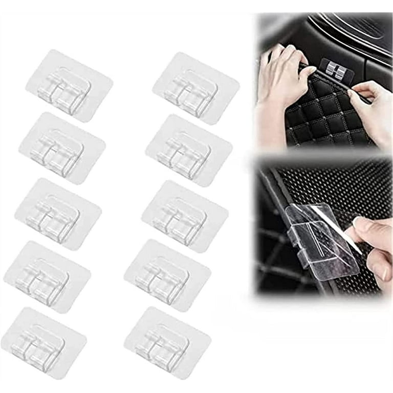 Yirtree Multipurpose Car Mat Fixing Buckles, Car Foot Pad Fixed Sticker,  Self-Adhesive Adhesive-Backed Clips, Automotive Carpet Clips,Transparent,  for