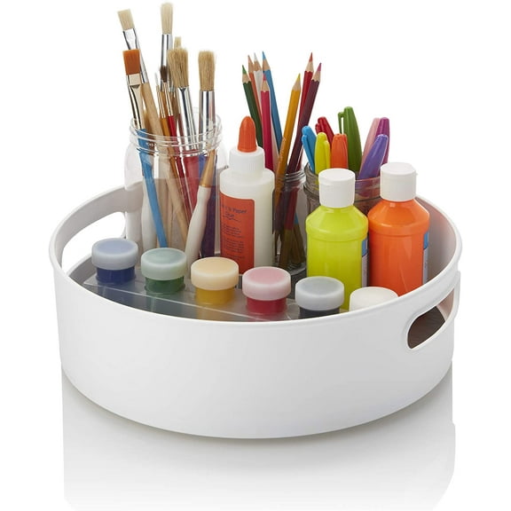 Yirtree Non-Skid Under-Sink Pantry Cabinet Kitchen Organizer, Storage Tray Non-slip 360 Degree Rotating Plastic Multifunctional Cosmetic Snack Fruit Seasoning Box for Kitchen