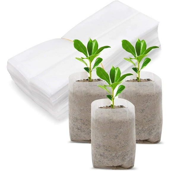 Yirtree Nursing Growing Pouch, 100 PCS Breathable Non-Woven Plants Nursery Grow Bags, Aeration Fabric Seedling Pots Container for Vegetable, Flower, Plant Grow