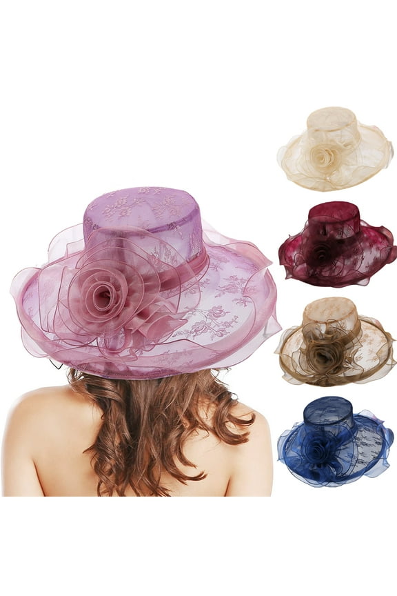 Organza Hat,Tea Party Hats for Women,Fancy Church Hats Wedding Dress Hat
