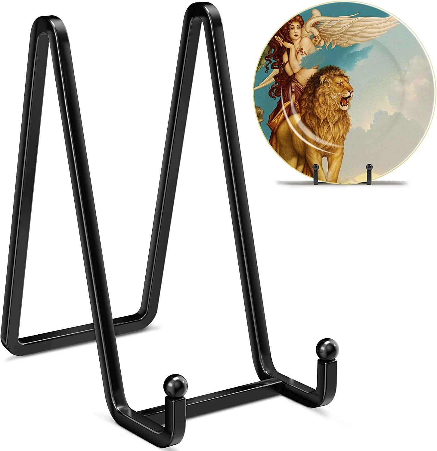 Yirtree Plate Stands for Display - 3/4/5 PCS Metal Square Wire Plate Holder  Display Stand + Picture Frame Stand Holder Easel for Book, Decorative