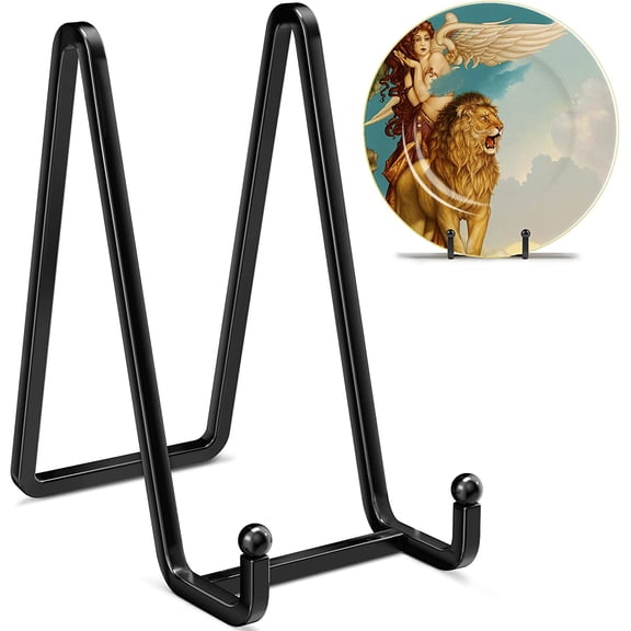 Yirtree Plate Stands for Display - 3/4/5 PCS Metal Square Wire Plate Holder Display Stand + Picture Frame Stand Holder Easel for Book, Decorative Plate, Plaque, Photo, Platter