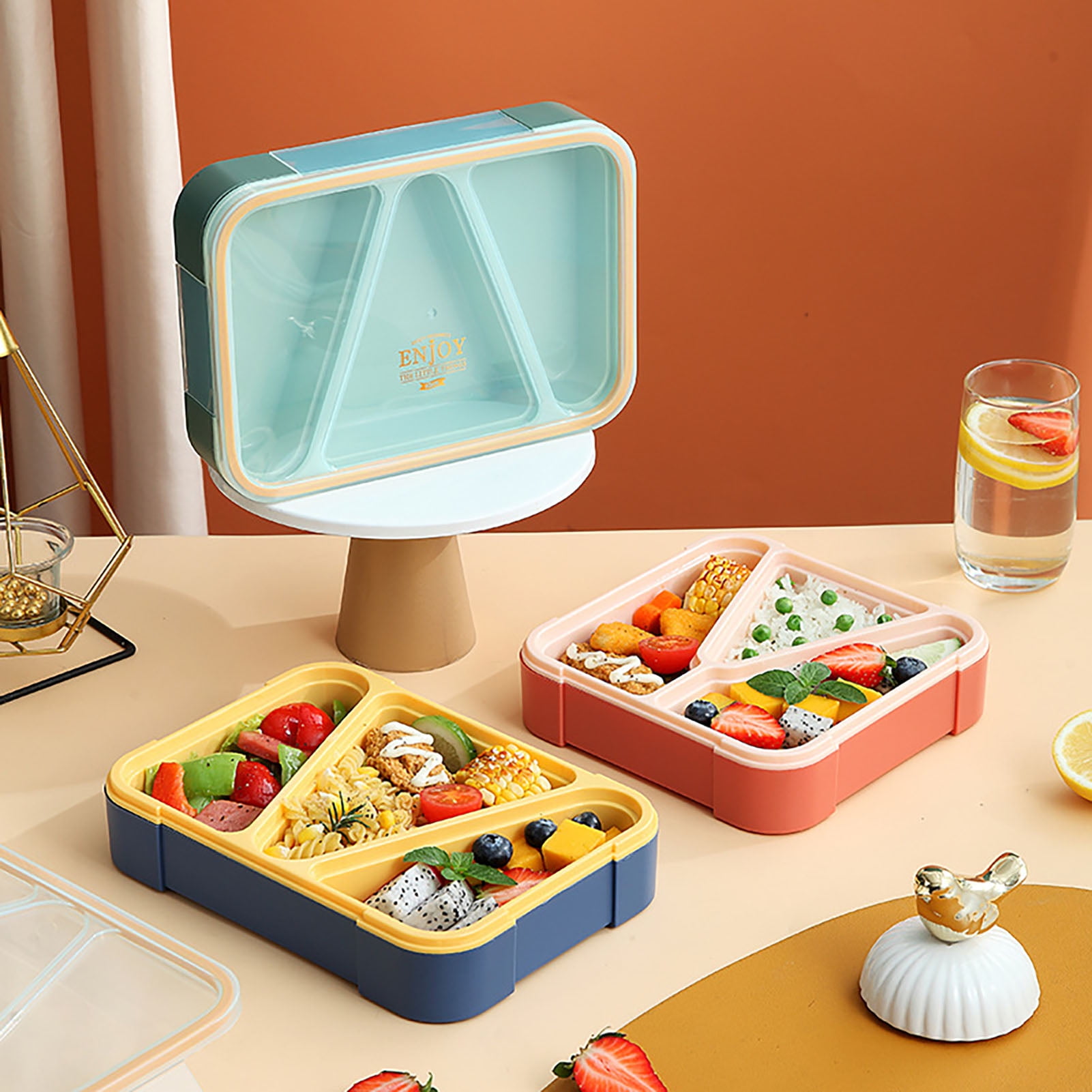 Saladier Vertical étanche Avec Compartiment à Sauce Intégré - 10.2x9.5x19.5cm - Parfait Pour Lunch, Repas à Emporter