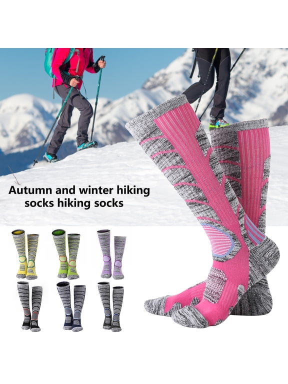 Ski Socks Women Men, 1 Pair Extra Thick Warm Snow Winter Skiing Sock Long Knee High Snow Snowboarding Skiing Socks