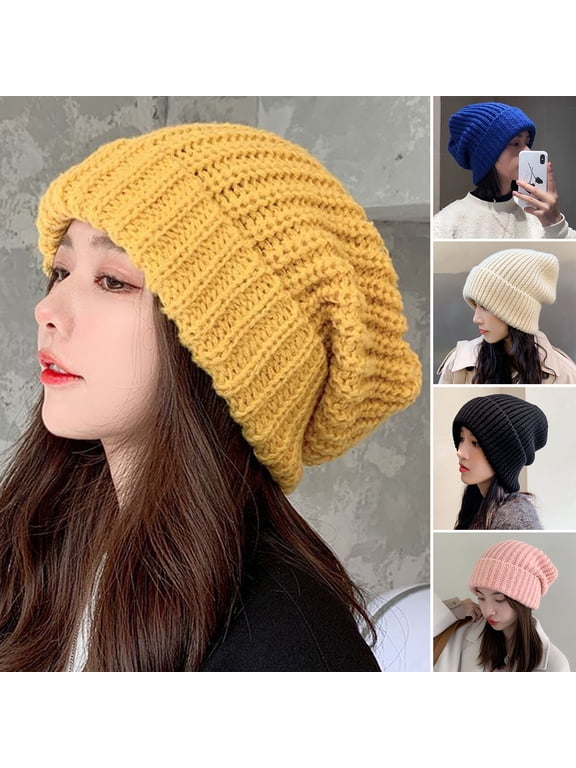 Slouchy Beanie Winter Hat for Women - Slouch Oversized Cable Knit Hats - Warm Chunky Knitted Cap for Cold Weather