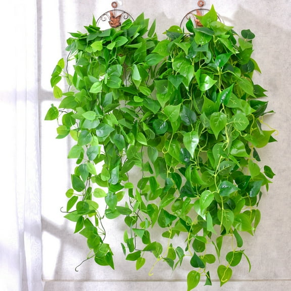 Yirtree Small Fake Hanging Plant, Artificial Potted Plant Faux Ivy Vine Plant Hanging Plant Pothos for Shelf Home Office Indoor Outdoor Garden Greenery Decor 41.34in
