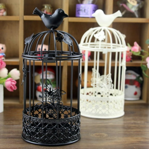 Yirtree Small Metal Tealight Birdcage Lantern, Hollow Bird Cage with Butterfly Shape Candle Holder Stand Candlestick Decorative Centerpieces of Wedding & Party Christmas