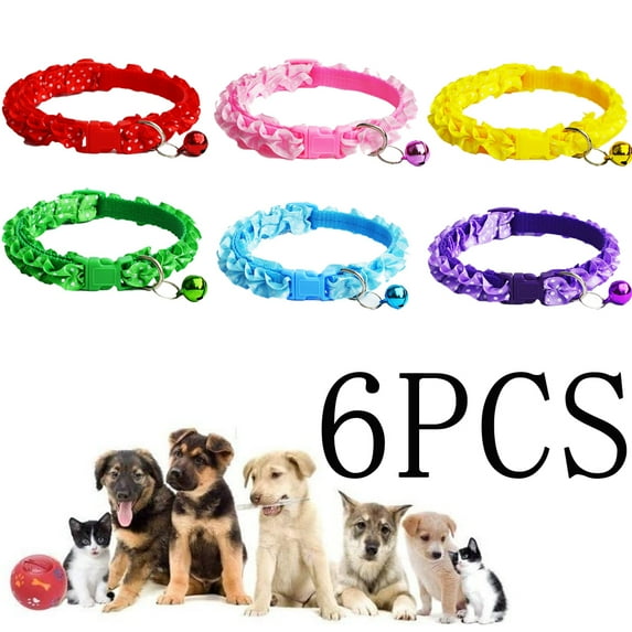 Yirtree Soft Nylon Puppy Whelping ID Collars - Adjustable Reusable Washable Baby Dog ID Bands Pet Identification for Breeders,6PCS