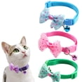 thumbnail image 1 of Yirtree Soft Velvet Safe Cat Adjustable Collar Bling Diamante with Bells for Small Dogs and Cats Pet Collar Dot Print Bowknot Adjustable Nylon Dog Puppy Bell Bow Neck Strap Necklace for Pet, 1 of 7