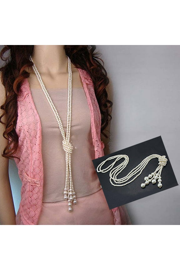 Spiral Pearl Pendant Long Necklace for Women Sweater Chain Statement Necklace Choker Adjustable Elegant Accessories Dressy Collocation Winter Evening Party Wedding