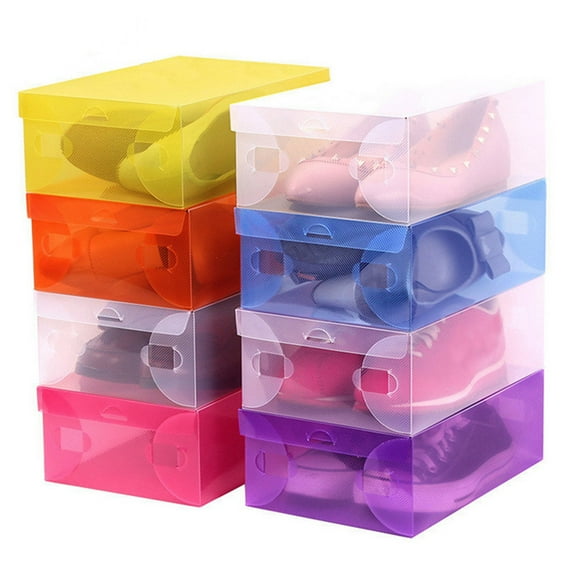 Yirtree Stackable Dust-proof Shoe Box Foldable Clear , Shoe Storage Boxes women men Plastic Dustproof for Sneaker, Heel, Sandal Assembleable