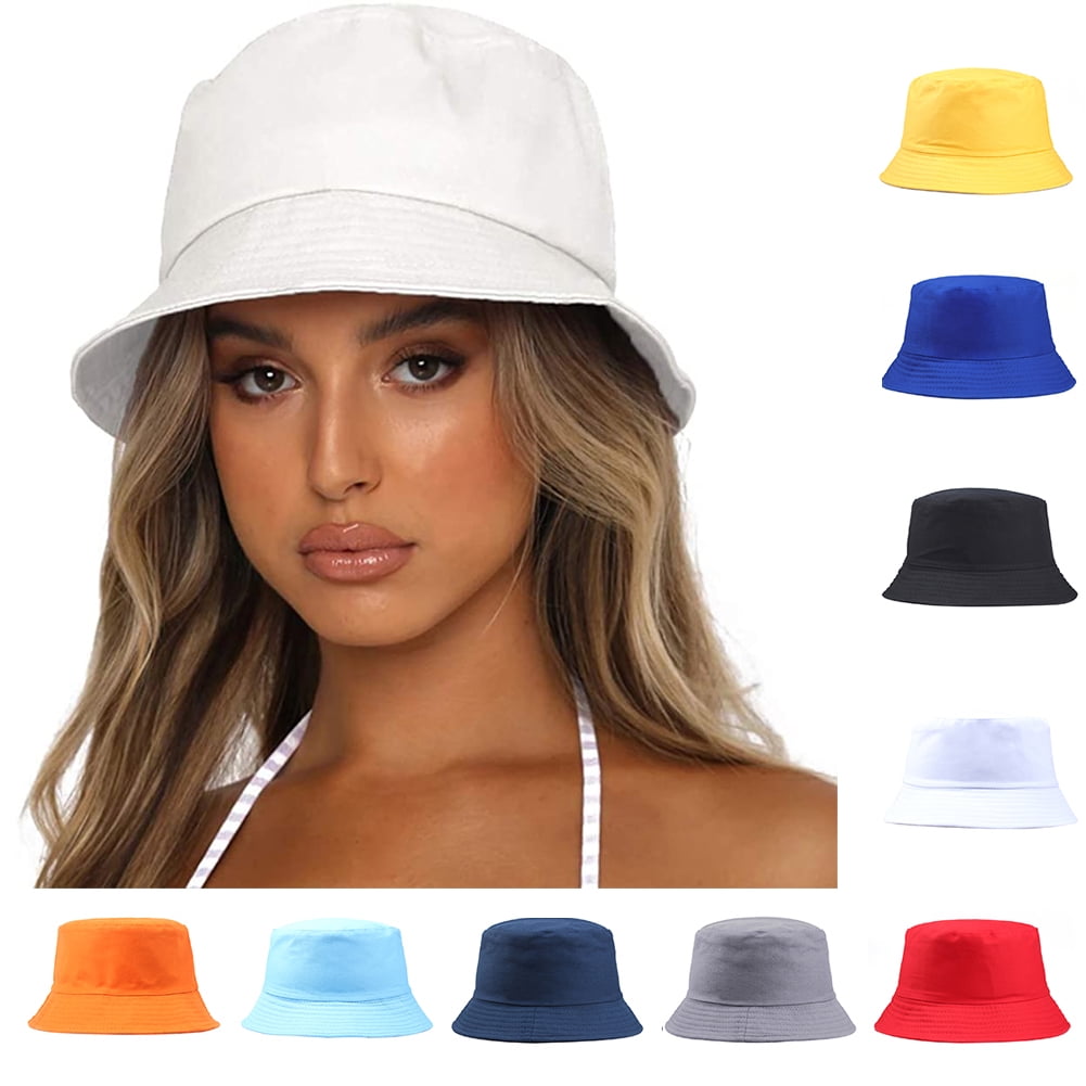 Yirtree The Hat Depot Unisex 100% Cotton Packable Summer Travel Bucket  Beach Sun Hat Portable Solid Color Folding Fisherman Sun Hat Outdoor Men  Women