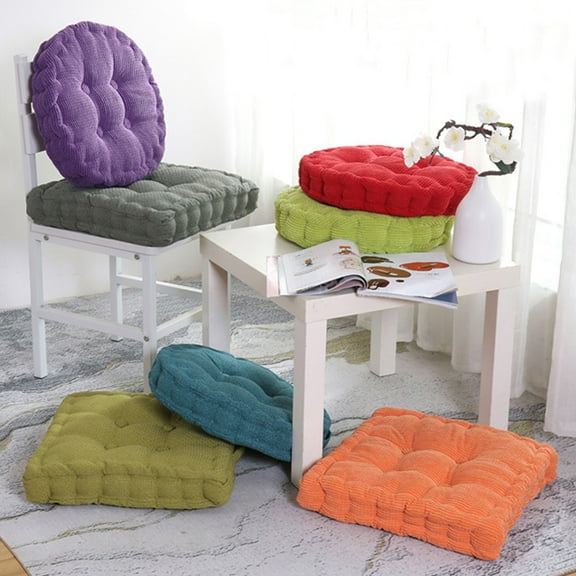 Yirtree Thicken Tufted Cushion, Solid Square Round Seat Cushion Corduroy Chair Pad Pillow Seat Soft Tatami Floor Cushion for Yoga Meditation Living Room Balcony Office Outdoor