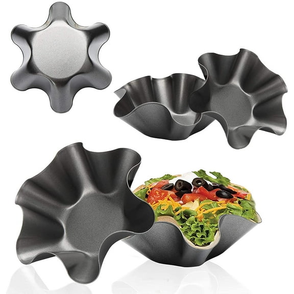 Yirtree Tortilla Pan - Non-Stick Carbon Steel Taco Salad Bowl Makers Tortilla Shell Pans Carbon Steel Non-stick Flower Shape Fruit Dessert Salad Bowl Dish Tableware