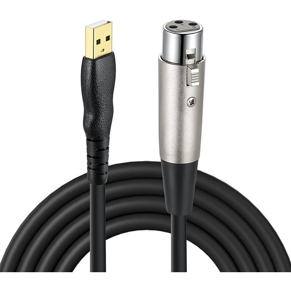 Yirtree USB Microphone Cable, USB Male to XLR Female Mic Link Converter Cable Studio Audio Cable Connector Cords Adapter for Microphones or Recording Karaoke Sing,2/3M