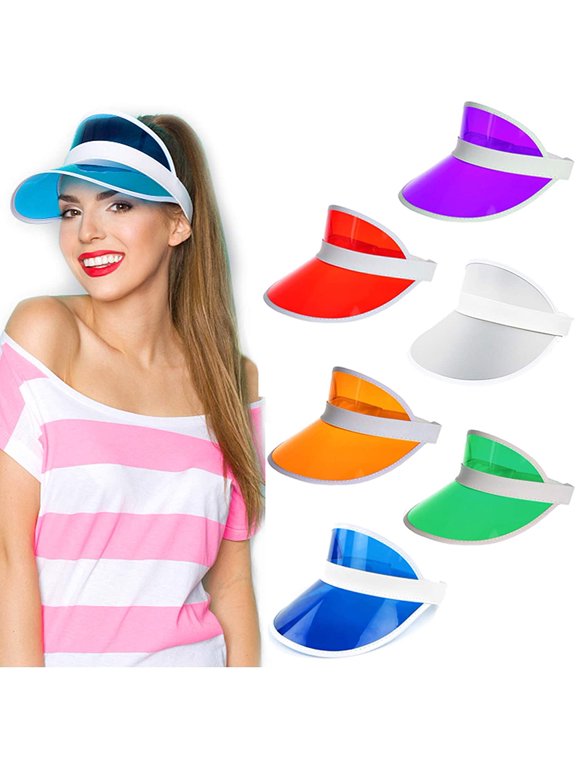 Unisex Candy Color Sun Visors Hats Plastic Clear UV Cap for Sports Outdoor Activities