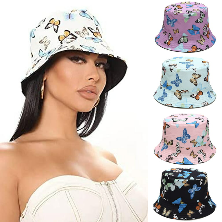 Yirtree unisex Reversible Packable Bucket Hat Double-Sided Sun Hat Butterfly Print for Men Women, Adult Unisex, Size: One Size