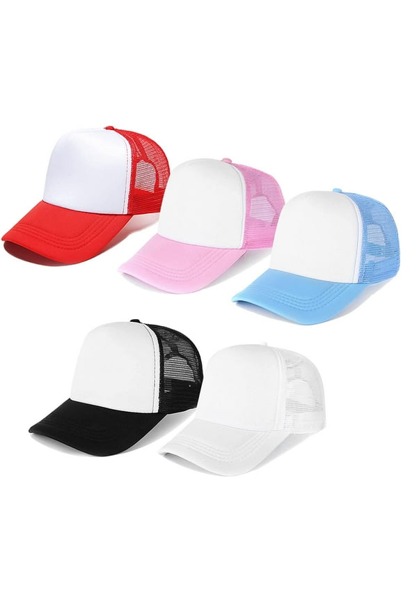 Unisex Sublimation Mesh Baseball Hat Adjustable Plain Blank Baseball Cap Colored DIY Trucker Dad Sun Hat for Sports