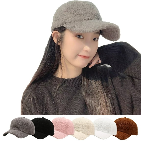 Yirtree Unisex Warm-Winter Baseball-Caps Teddy-Fleece Faux-Lamb-Wool Hip-Hop Cap for Men Women