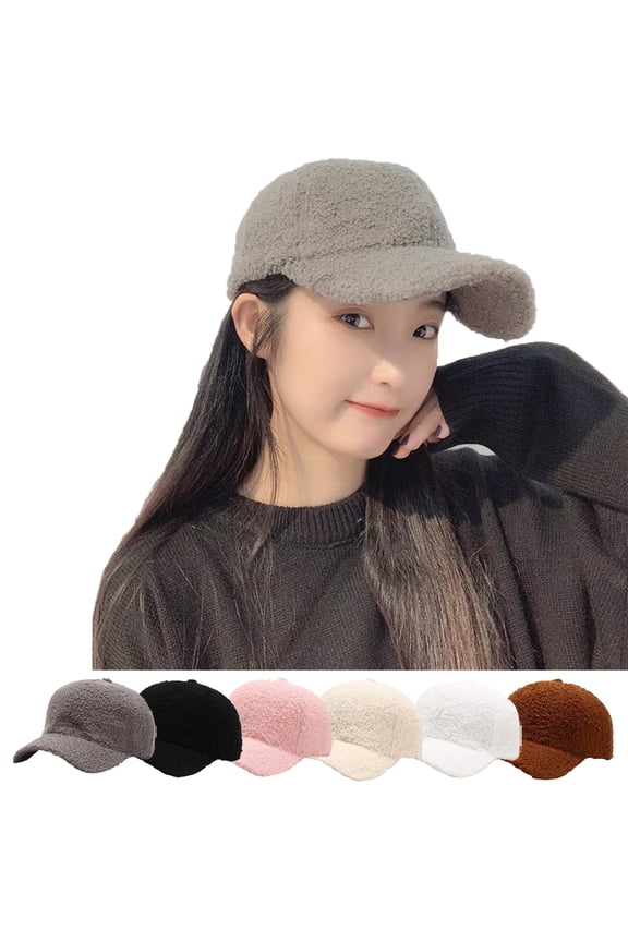 Unisex Warm-Winter Baseball-Caps Teddy-Fleece Faux-Lamb-Wool Hip-Hop Cap for Men Women
