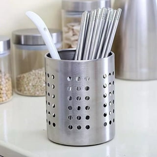 Small Square Stainless Steel Perforated Cutlery Basket Sink Rack Storage  Silver by Stopia