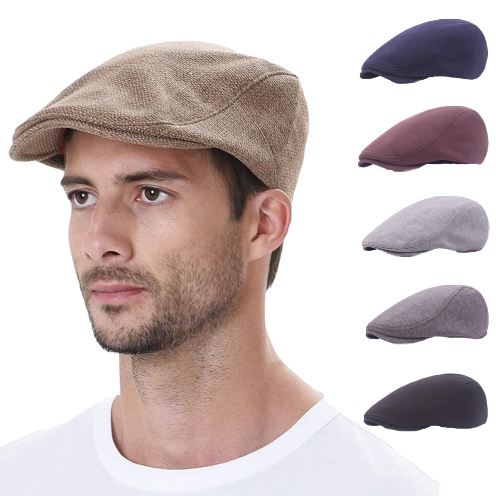 Yirtree Vintage Men's Flat Cap Ivy Gatsby Newsboy Hat Driving Cabbie Hunting Cap, Size: One size, Gray