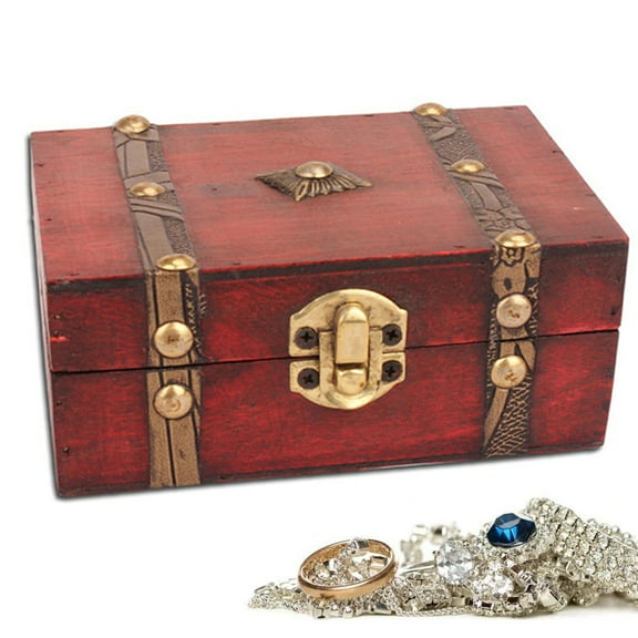Yirtree Vintage Wooden Boxes With Lock -- Decorative Wooden Storage Box Treasure Jewelry Chest Elephant Keepsake Box Chest Case Holder Organizer for Jewelry Storage