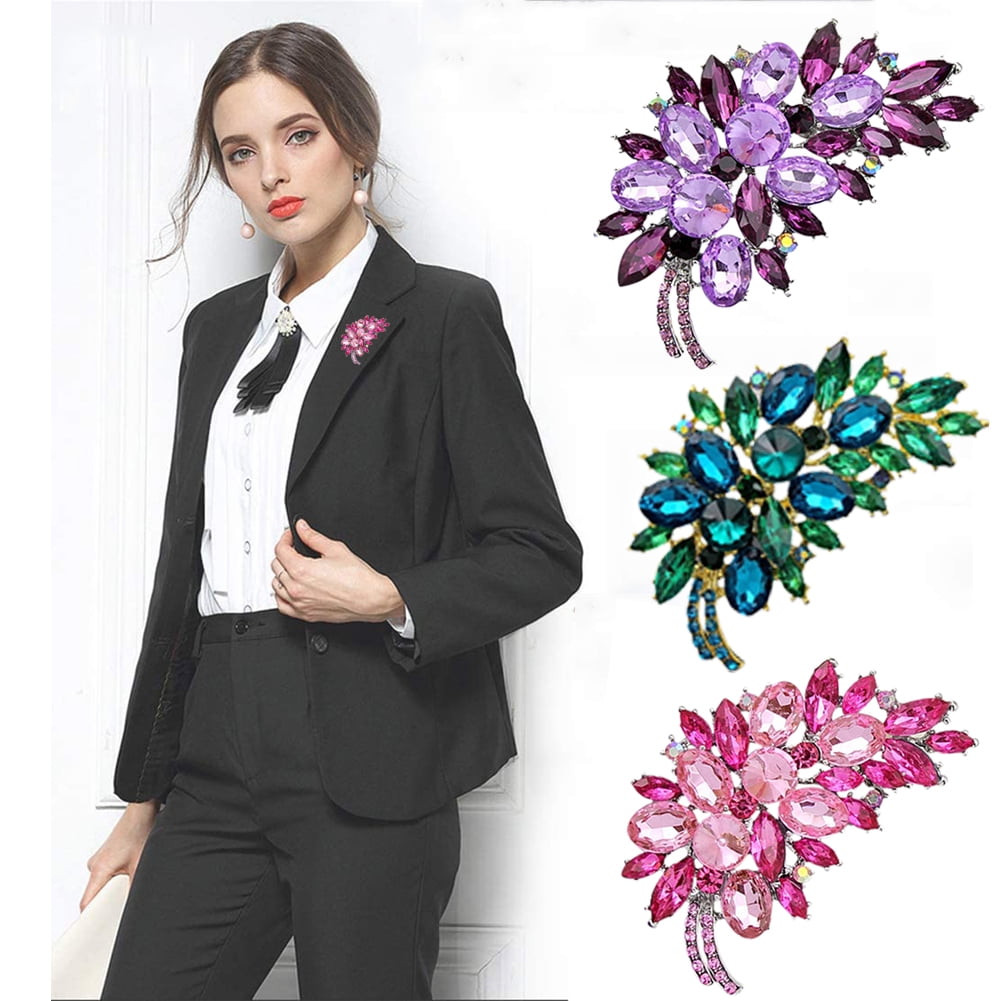 Yirtree Wedding Corsage Jewelry Crystal Elegant Vintage Feather Flower  Shape Brooch Pin for Women Rhinestone Brooch Pin Badge Breastpin for  Wedding Banquet Evening Party 