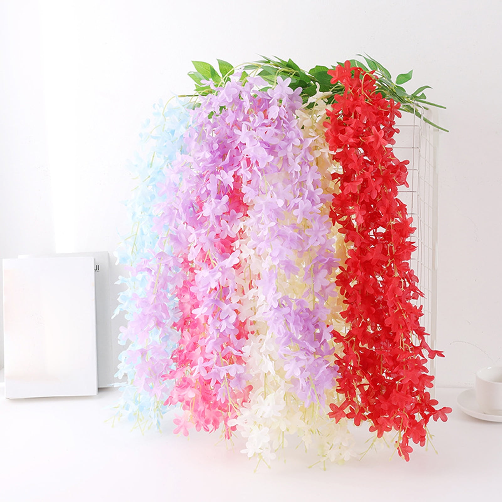 Yirtree Wisteria Hanging Flowers, Lilac Wisteria Artificial Flower Fake ...