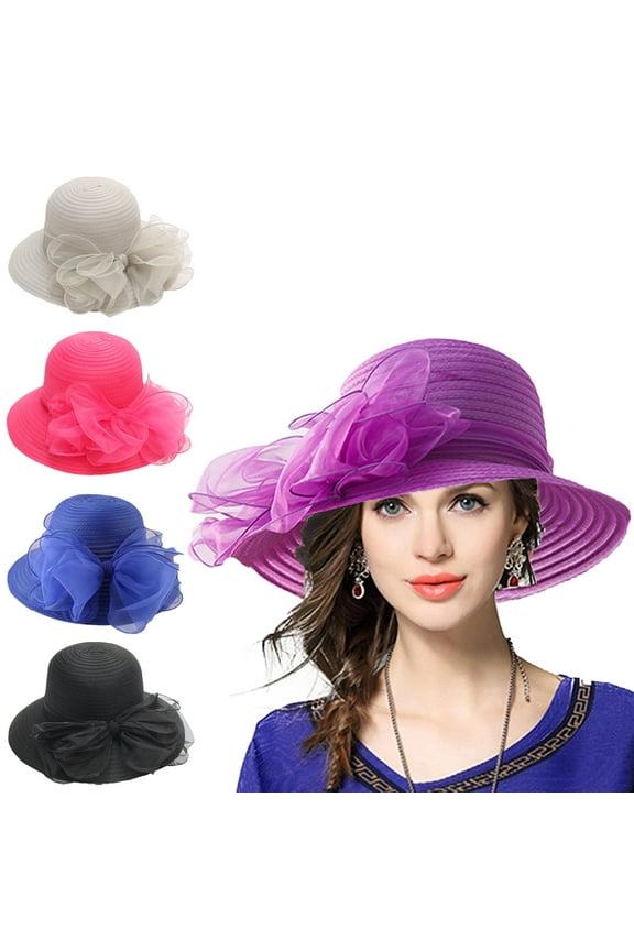 Women Church Cloche Hat Bow Bucket Wedding Bowler Hats for Party