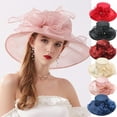 thumbnail image 1 of Yirtree Women Kentucky Derby Church Cap Wide Brim Summer Sun Hat for Party Wedding, 1 of 8