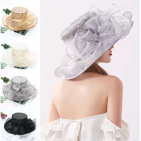 Yirtree Women Organza Fascinator Lady Cocktail Tea Party Church Wedding Bridal Flower Hat